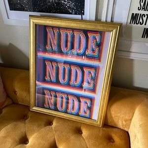 New 16x20” original art neon pink gold frame nude bathroom bedroom art